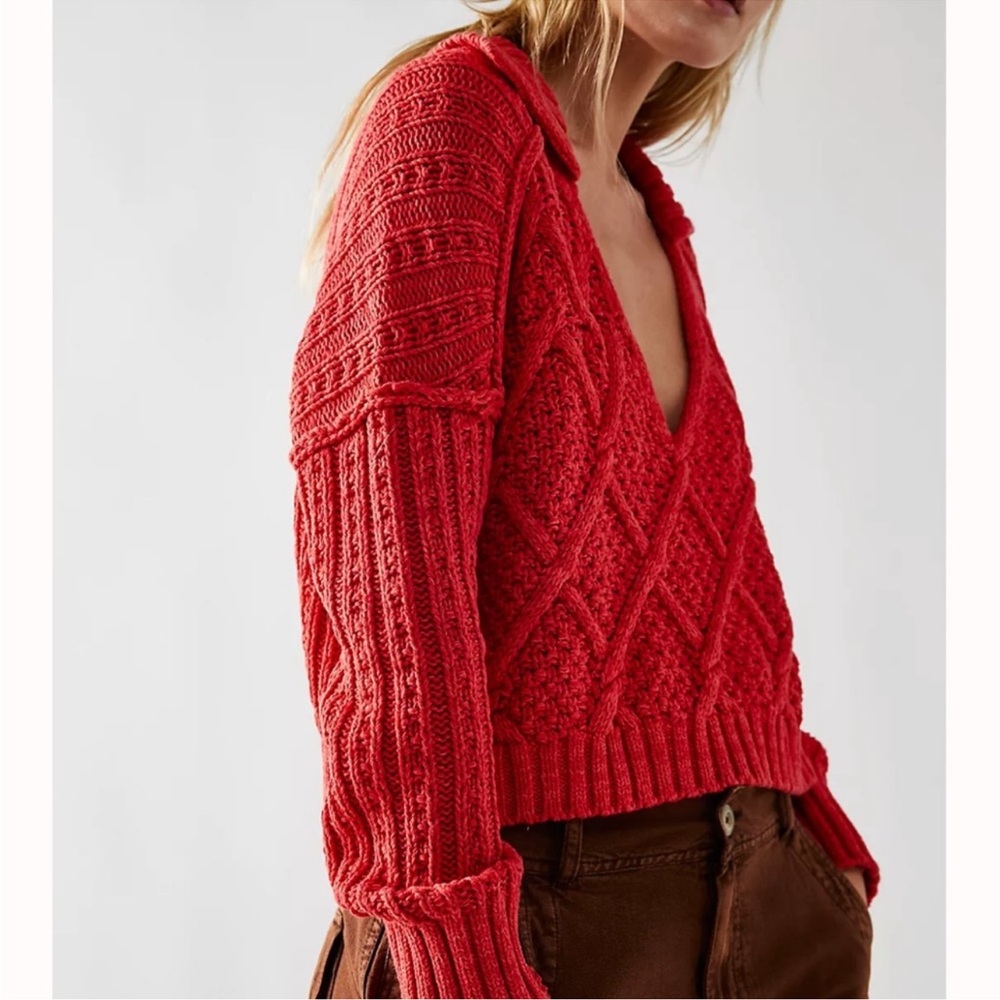 Free People | Traveler Cable Pullover with Collar